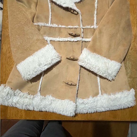 Gymboree Gingerbread Tan and White Faux Sherling Button Down Coat SZ 3 - Picture 11 of 12